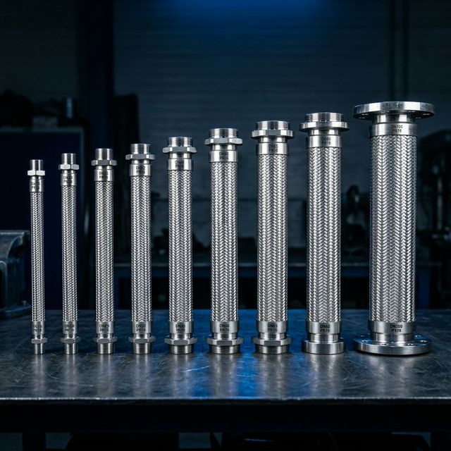 Farklı DN boyutlarında flex boru ürün serisi DN15 DN20 DN25 DN50 DN100